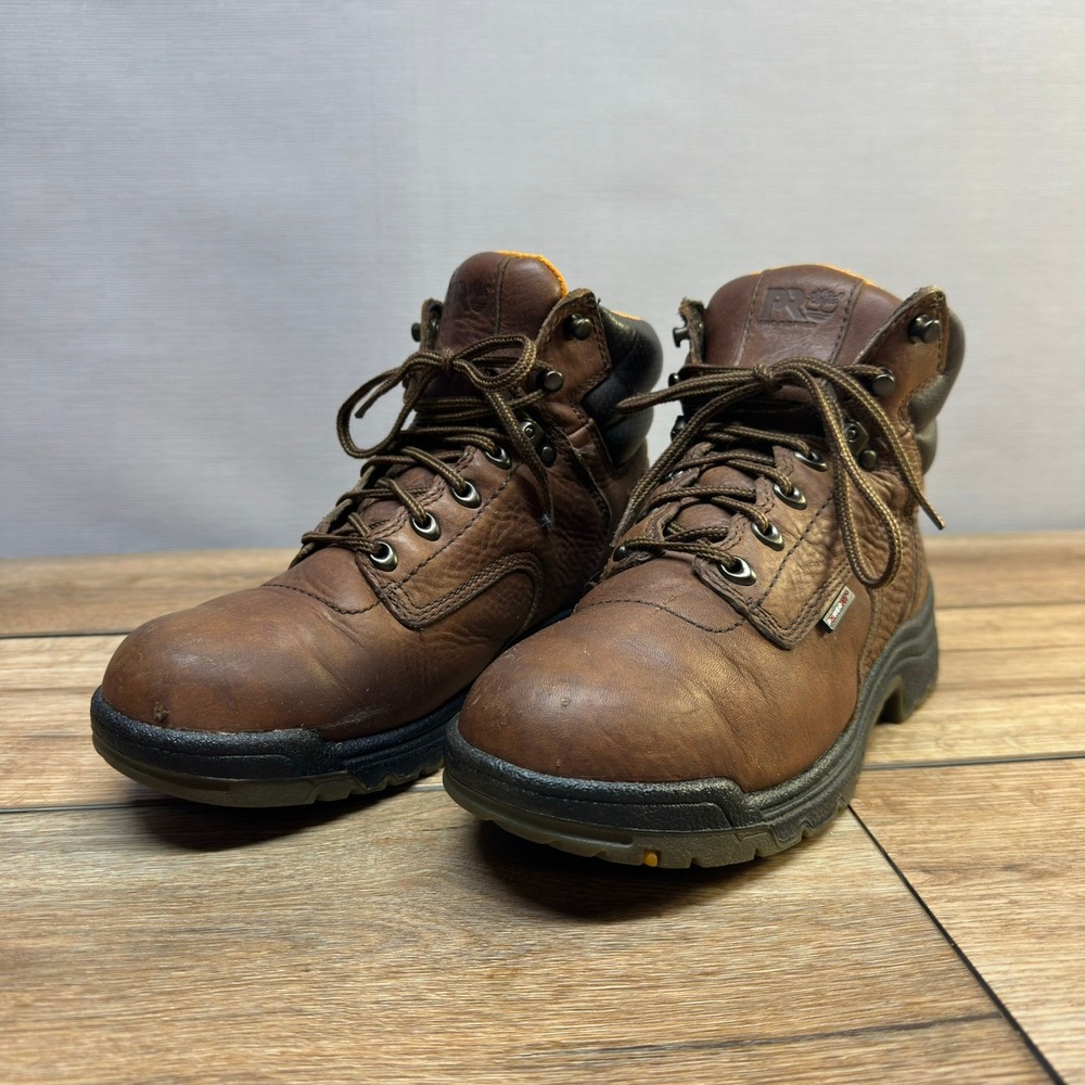 Timberland PRO Womens 8.5M Titan Soft Toe Work Boots Brown Leather Style 55398